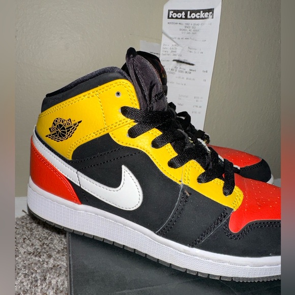 Orange/Yellow Air Jordan 1 Mid - Picture 3 of 9